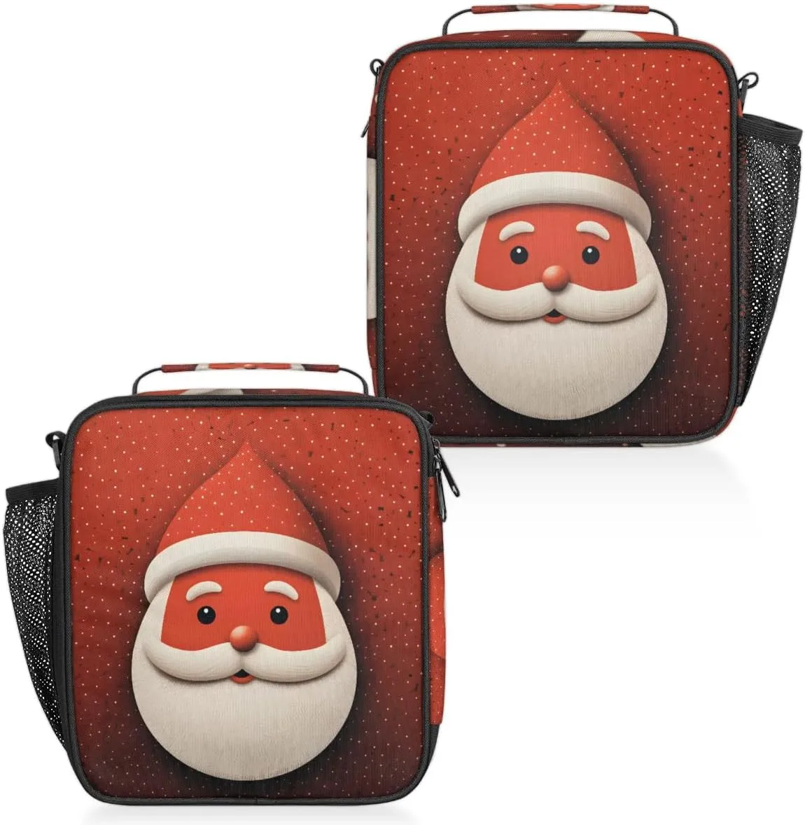 Patient Santa Claus Lunch Bags for Women Men Insulated Lunch Box Lunchbox Cooler Tote Bag Shoulder Strap Reusable Lunchbag for Work Travel Picnic