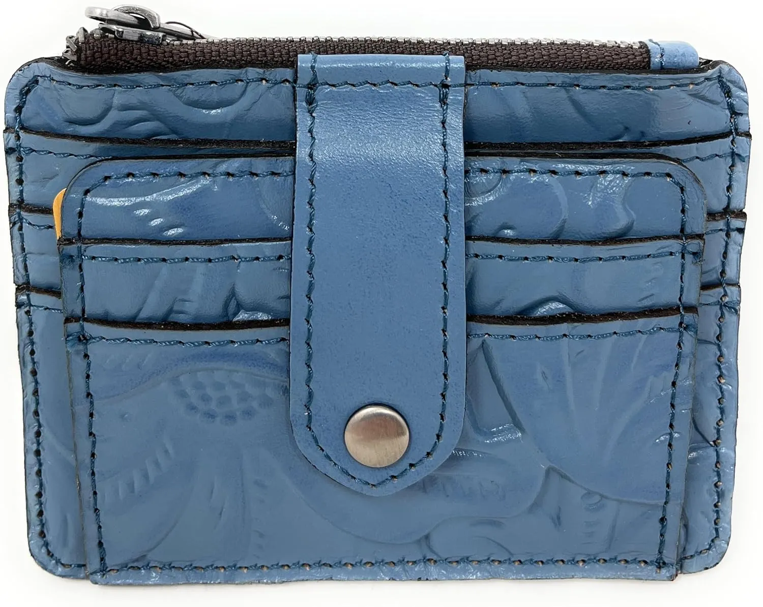 Patricia Nash Leather Cassis ID Card Case Wallet, Tooled Safflower Blue