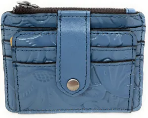 Patricia Nash Leather Cassis ID Card Case Wallet, Tooled Safflower Blue