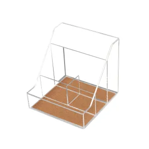 Pen Gear Acrylic Cork Desktop Org with 4 Grids, Clear, 1 Pack