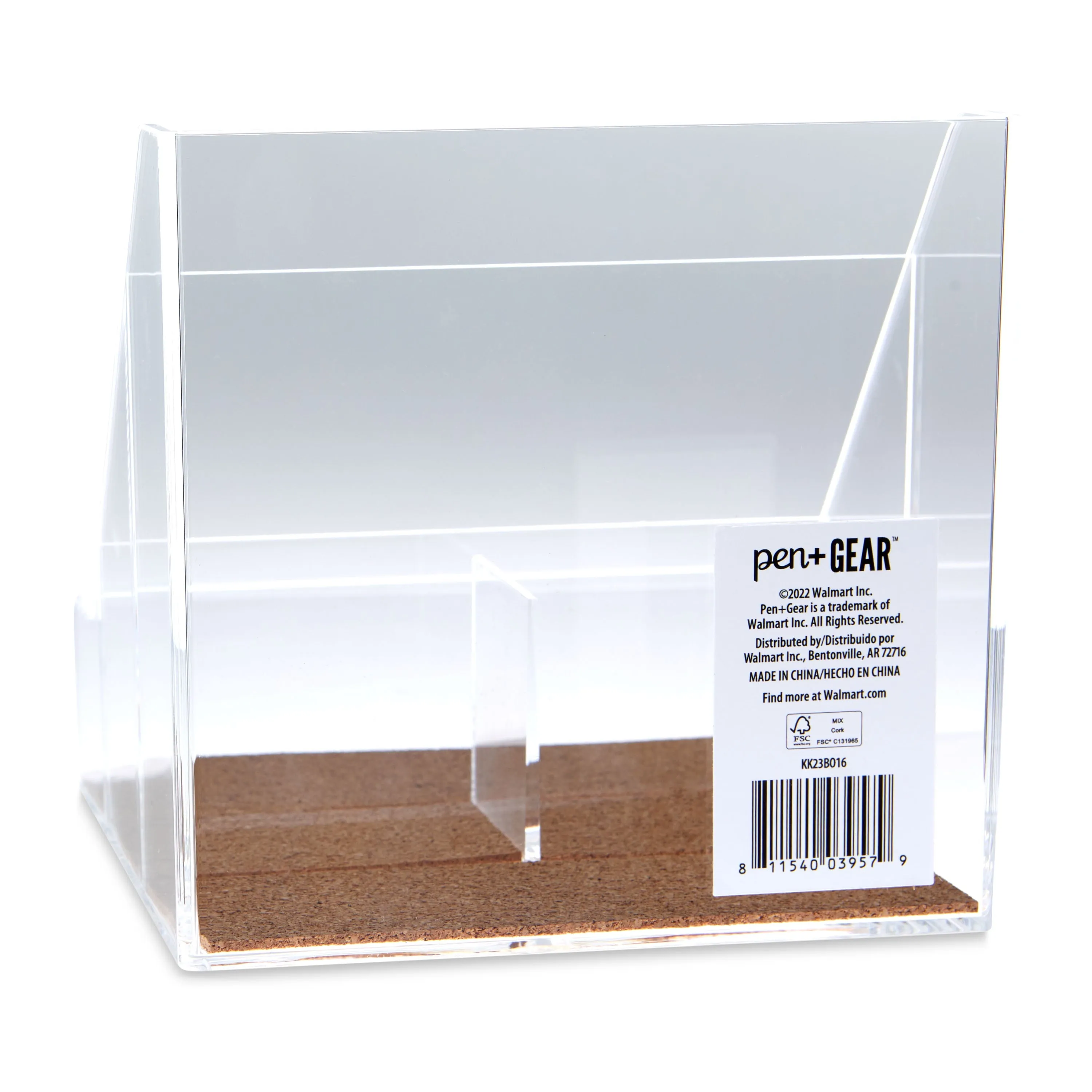 Pen Gear Acrylic Cork Desktop Org with 4 Grids, Clear, 1 Pack