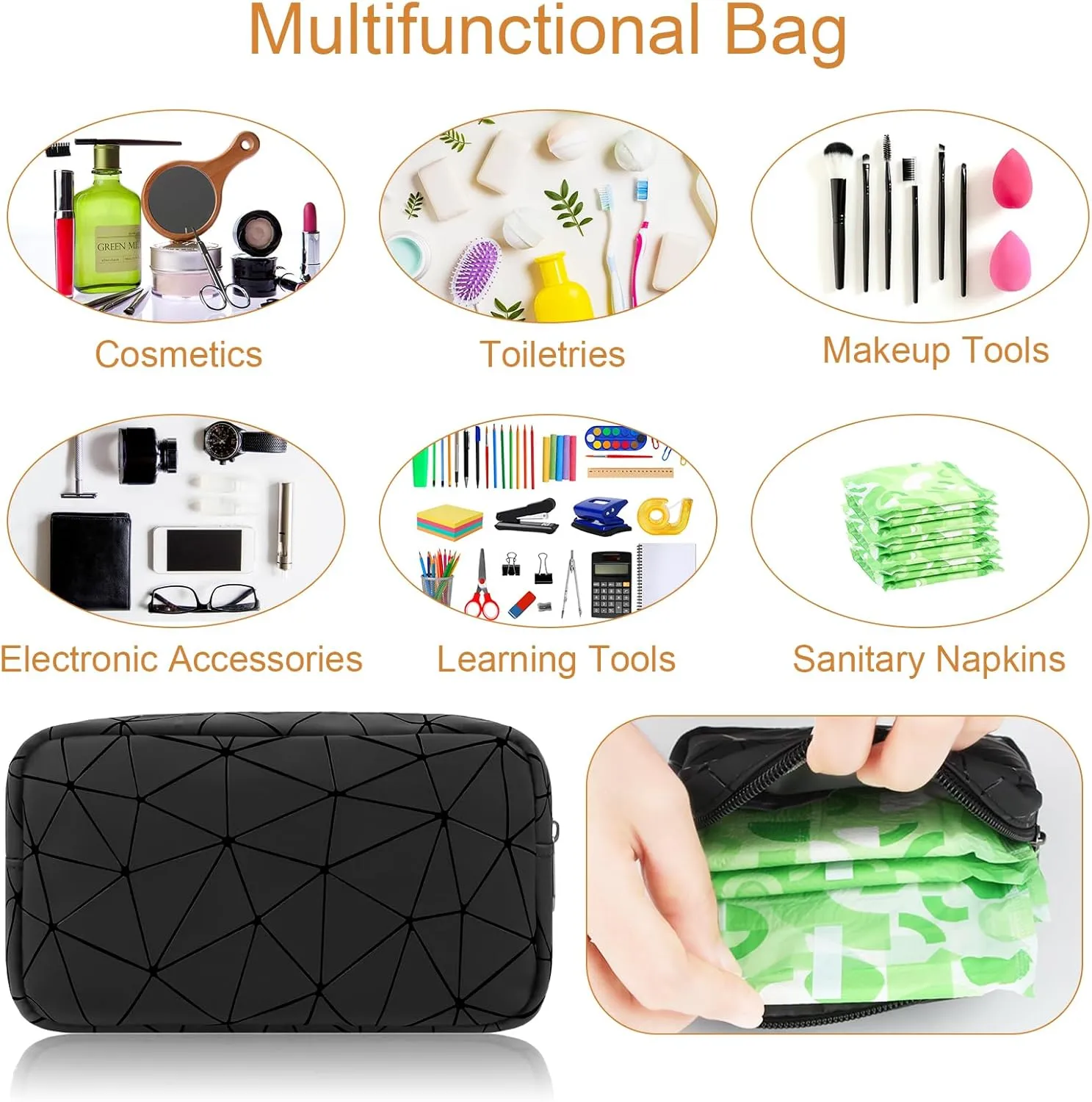 Period Bag for Teen Girls, Leather Sanitary Napkin Storage Bag, Portable Menstrual Pad Bag Period Pads Pouch, Small Make Up Bags