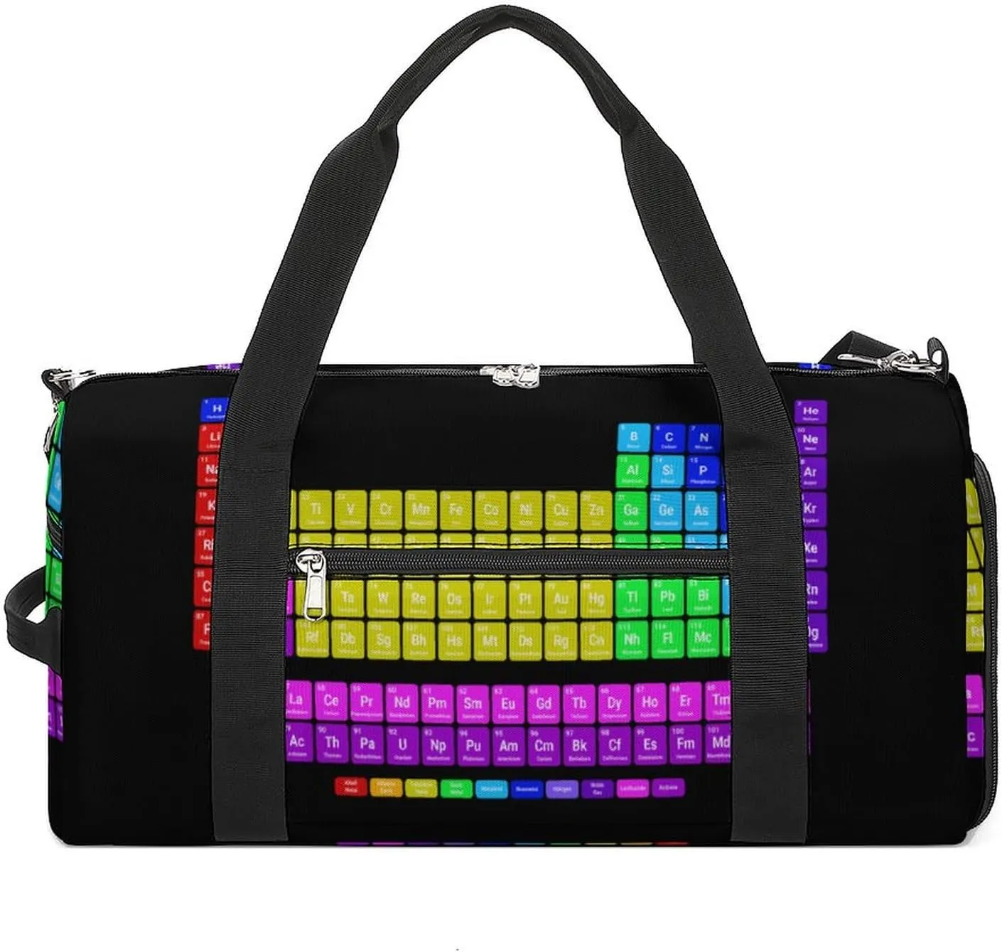 Periodic Table of Elements Travel Duffel Bag Sport Gym Tote Bag Lightweight with Shoes Compartment for Men Women