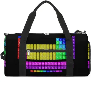 Periodic Table of Elements Travel Duffel Bag Sport Gym Tote Bag Lightweight with Shoes Compartment for Men Women