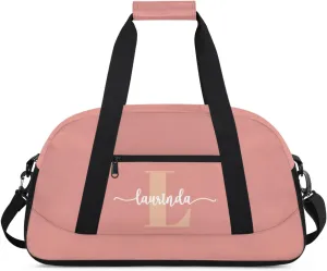 Personalize-Kids-Pink-Duffel-Bags With Custom Initial Name Dance-Sports-Bags Lightweight Carry-On Overnight Gym Travel for Girls Boys