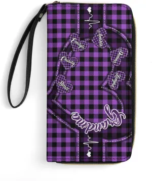 Personalized Grandma's Little Sweethearts Wallet - Custom 1-15 Name Leather Long Wallet - Loving Gift For Mother, Mom - Birthday, Christmas, Mothers Day (Style 12)