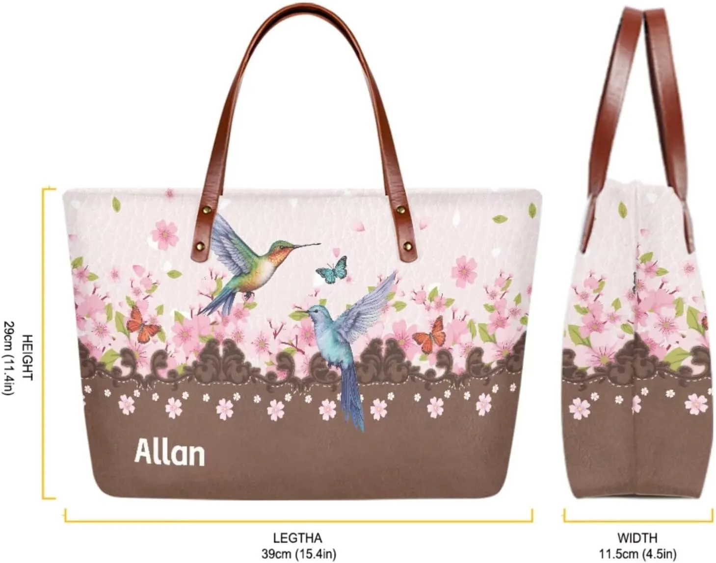 Personalized Handbag with Leather Wallet Set for Women, Custom Name Purse Set Large Top Handle Purse with Wallet