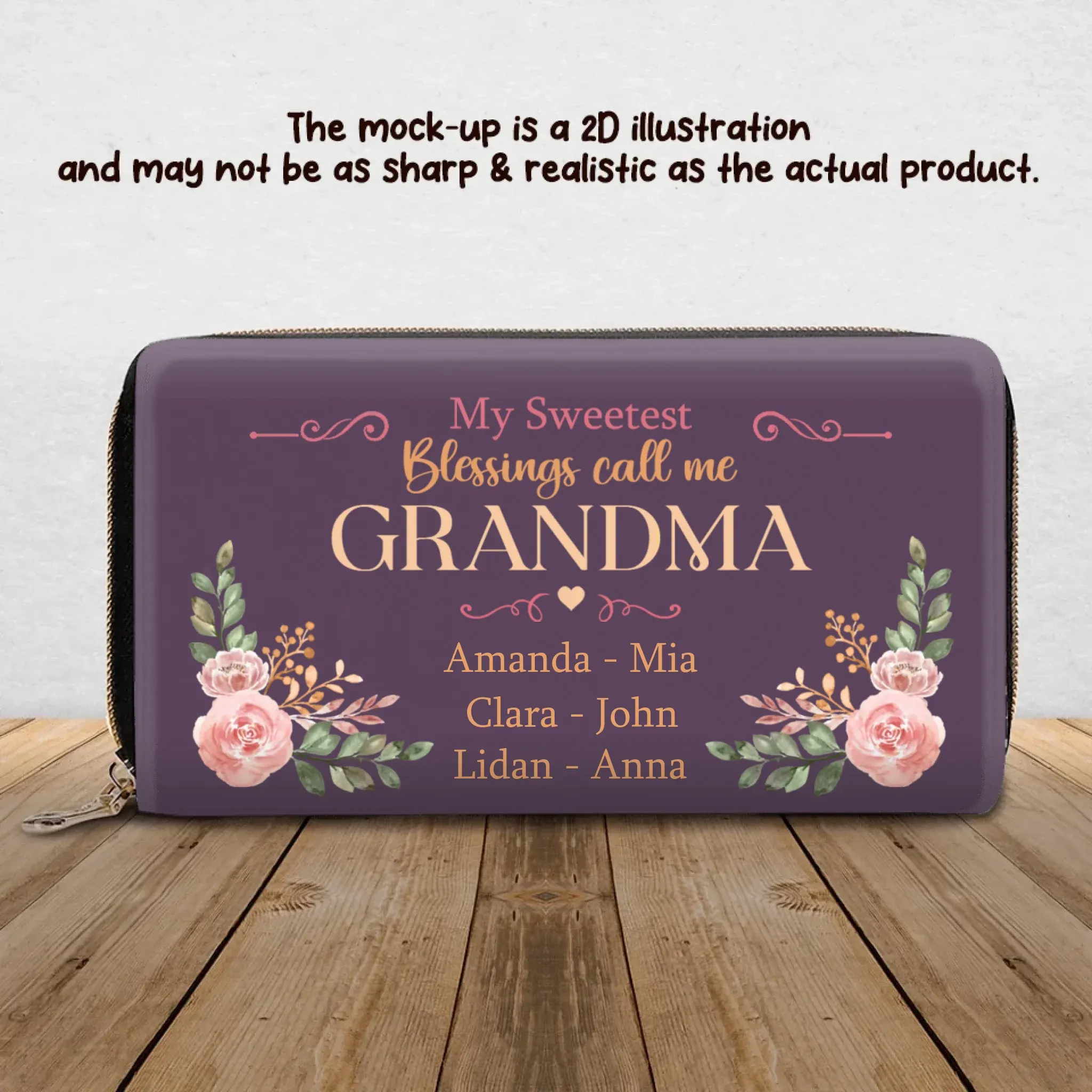 Personalized Mom/Grandma Long Wallet - Best Mother's Day Gift For Nana/Grandma/Mother