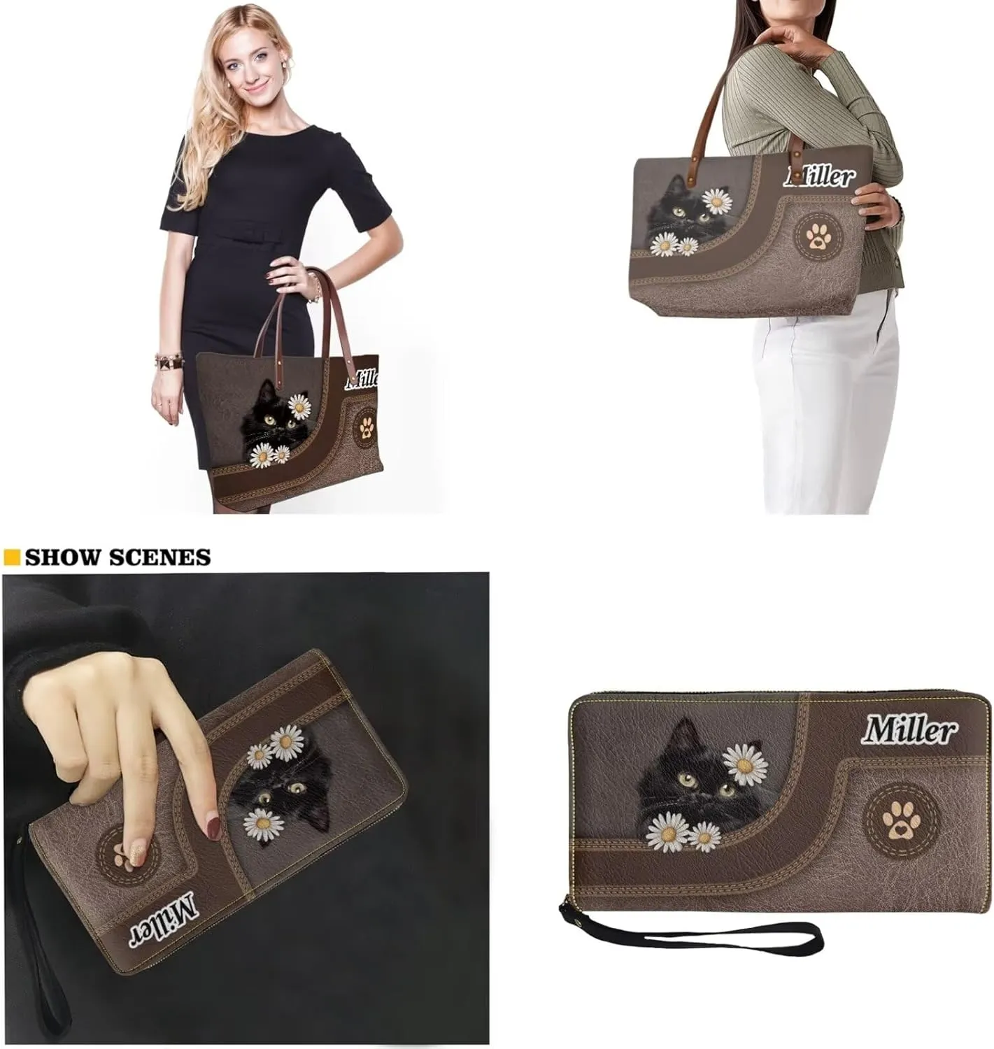 Personalized Purse and Wallet Set for Women, Customied Handbag with Leather Clutch Purse Custom Name Purse Set