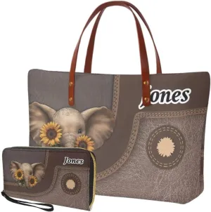 Personalized Purse and Wallet Set for Women, Customied Handbag with Leather Clutch Purse Custom Name Purse Set