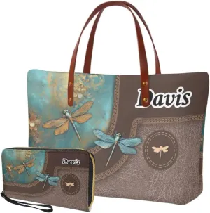 Personalized Purse and Wallet Set for Women, Customied Handbag with Leather Clutch Purse Custom Name Purse Set