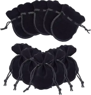 PH PandaHall 100pcs Black Gourd Velvet Jewelry Bags Gift Pouches DrawThread Pouches Jewelry Favor Pouches Sack Pouch for Party Wedding Christmas Birthday Gifts 9.5x7.5cm