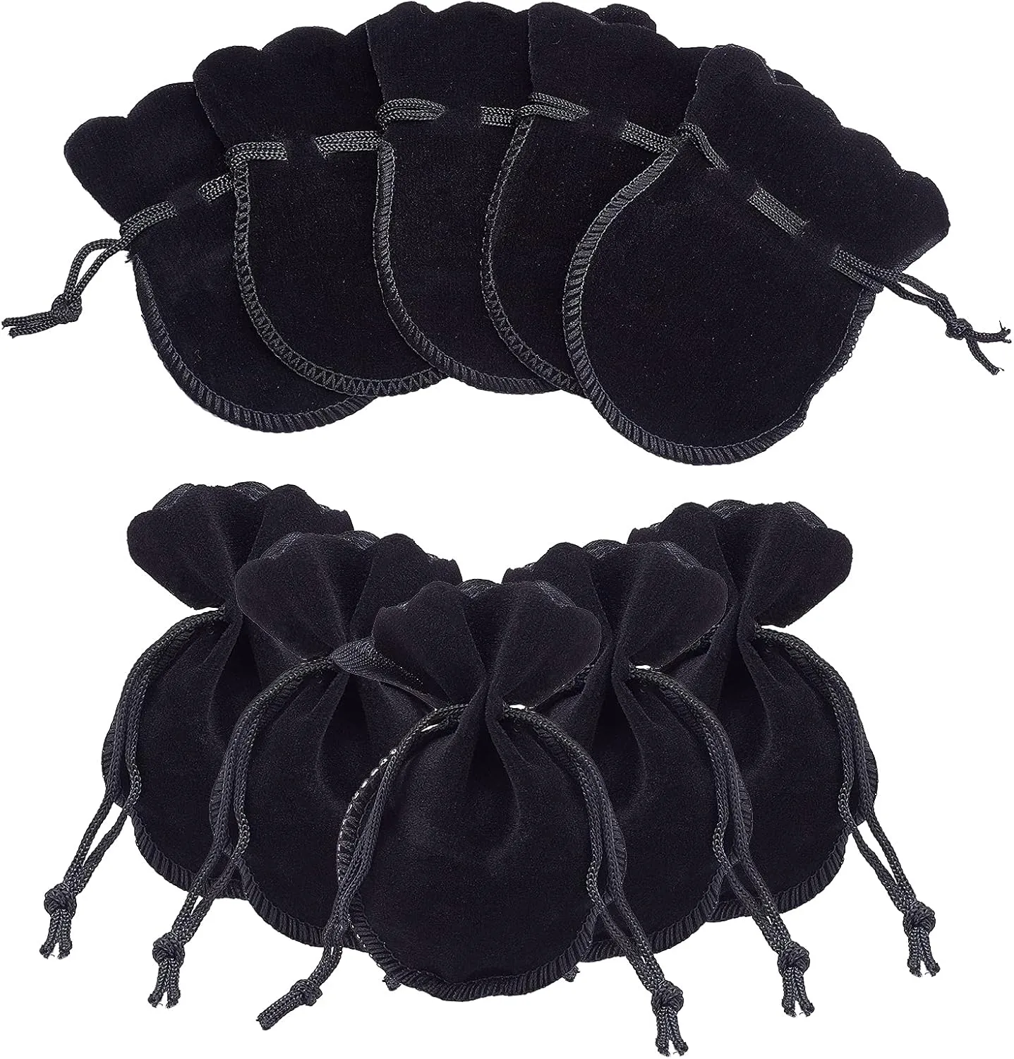 PH PandaHall 100pcs Black Gourd Velvet Jewelry Bags Gift Pouches DrawThread Pouches Jewelry Favor Pouches Sack Pouch for Party Wedding Christmas Birthday Gifts 9.5x7.5cm