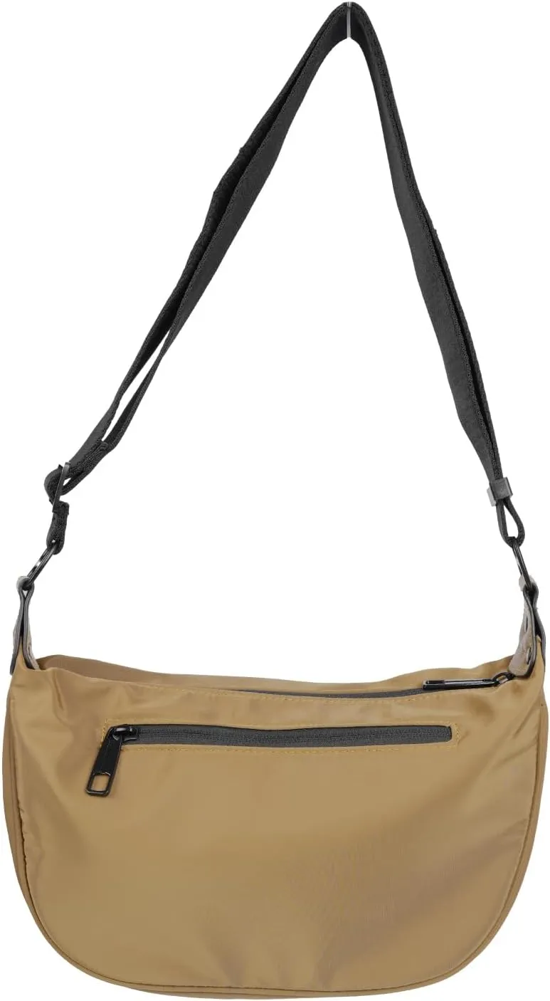 Phromis Unisex Nylon Crossbody Bag, Lightweight Shoulder Bag with Wide Cotton Strap, Minimalist Design, Travel, and Commuting