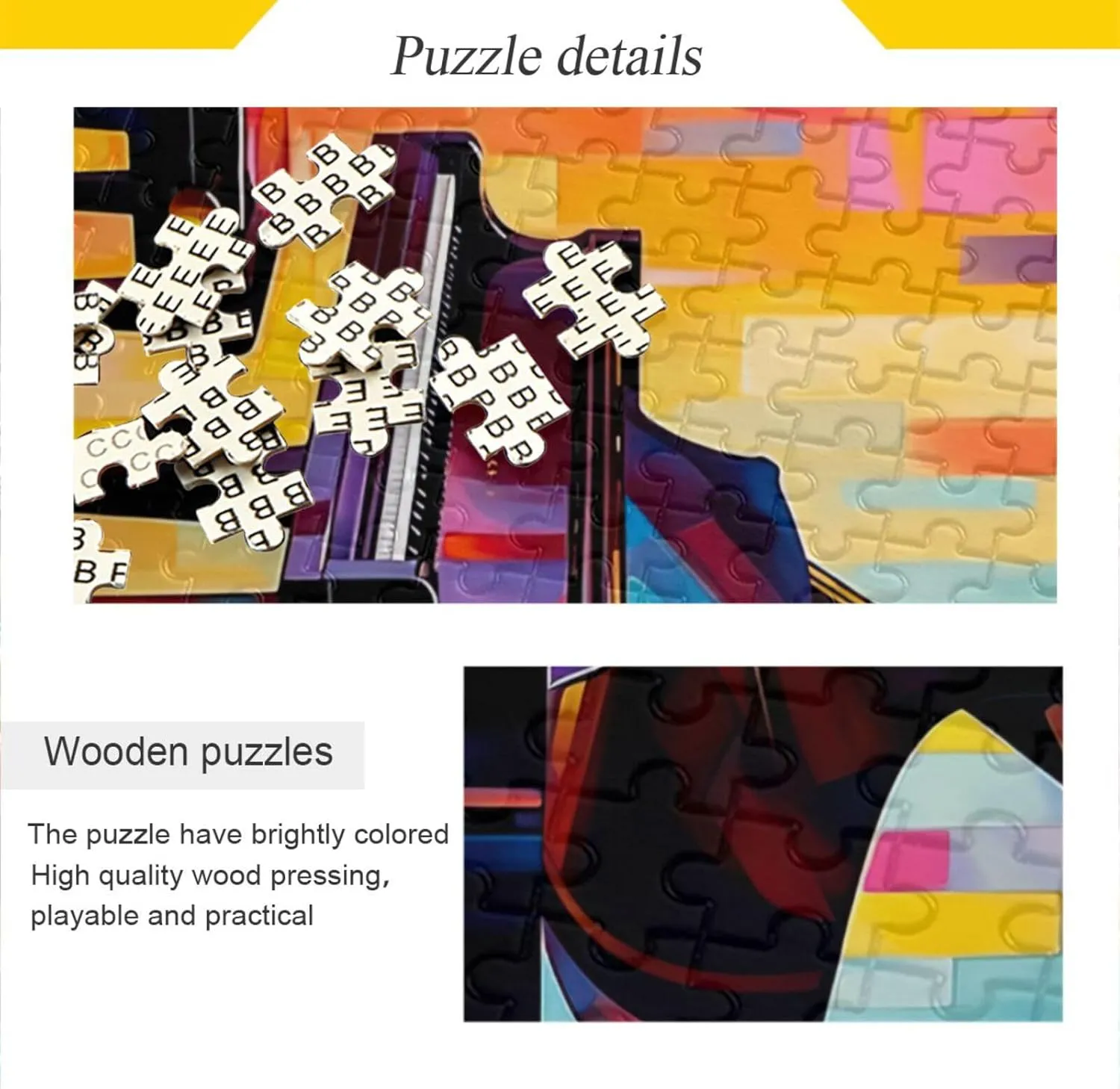 Piano Colorful Jigsaw Puzzles 500 Pieces for Adults,Learning Educational Puzzles,Difficult and Challenge Families Toys with Mesh Storage Bag 2012416
