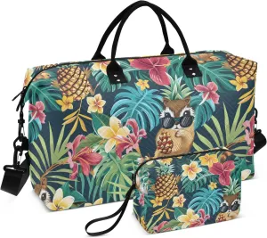 Pineapple Travel Duffle Bag Gym Bag, Pineapples Chipmunks Weekender Bags for Women with Toiletry Bag Travel Tote Bag Swim Bag