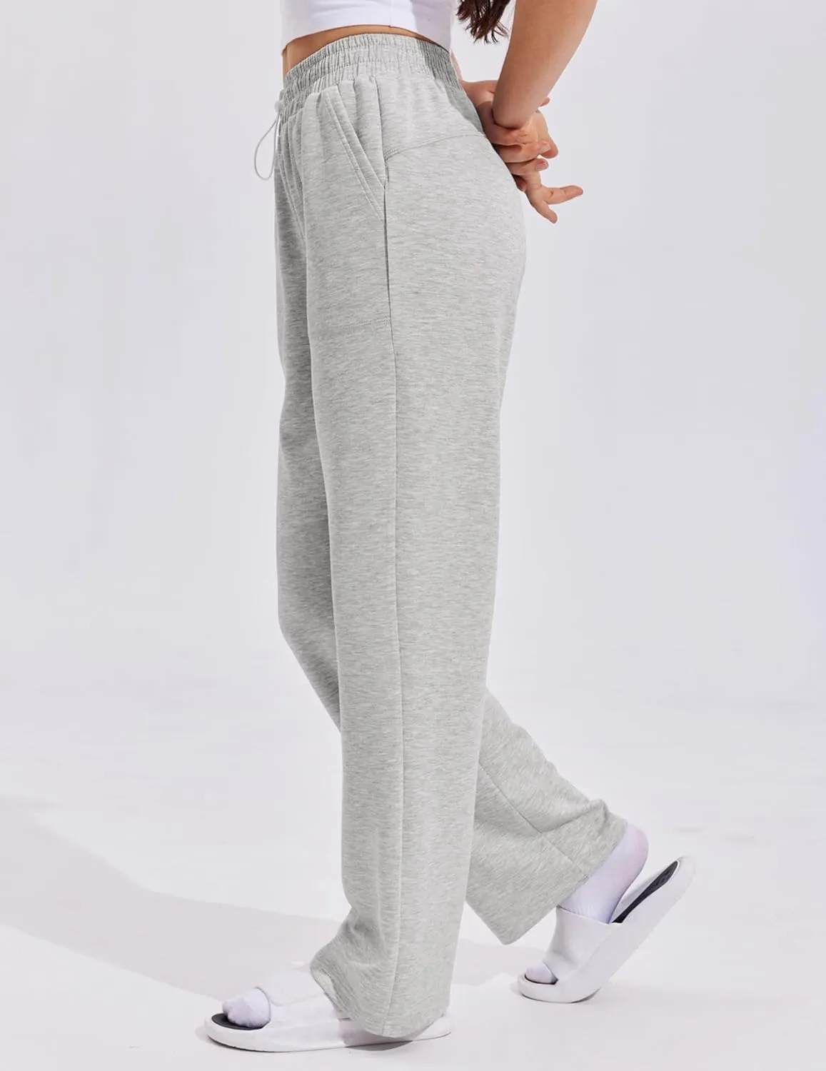 PINSPARK Womens Straight Leg Sweatpants Casual Athletic Workout Pants Stretch Soft Lounge Pants with Pockets