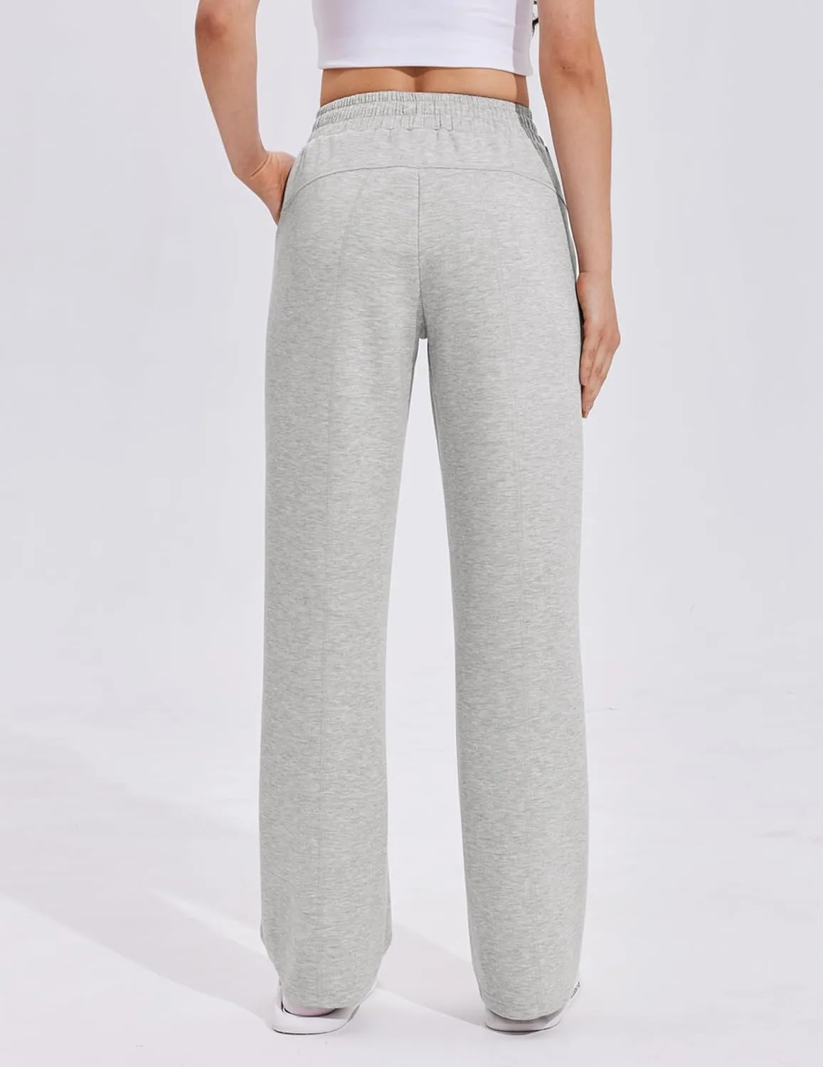 PINSPARK Womens Straight Leg Sweatpants Casual Athletic Workout Pants Stretch Soft Lounge Pants with Pockets