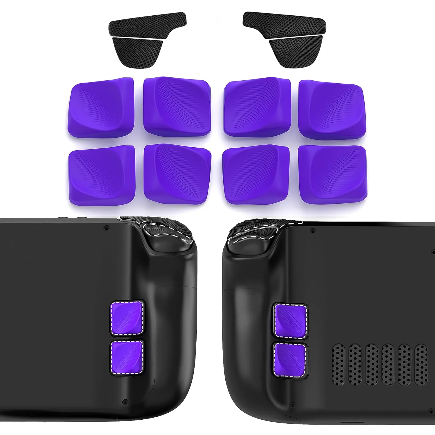 PlayVital Ergonomic Grip Kit for Steam Deck – Silicone Back Button Enhancement Kit & Anti-Slip Trigger Grips – Purple (Compatible with LCD/OLED Models)