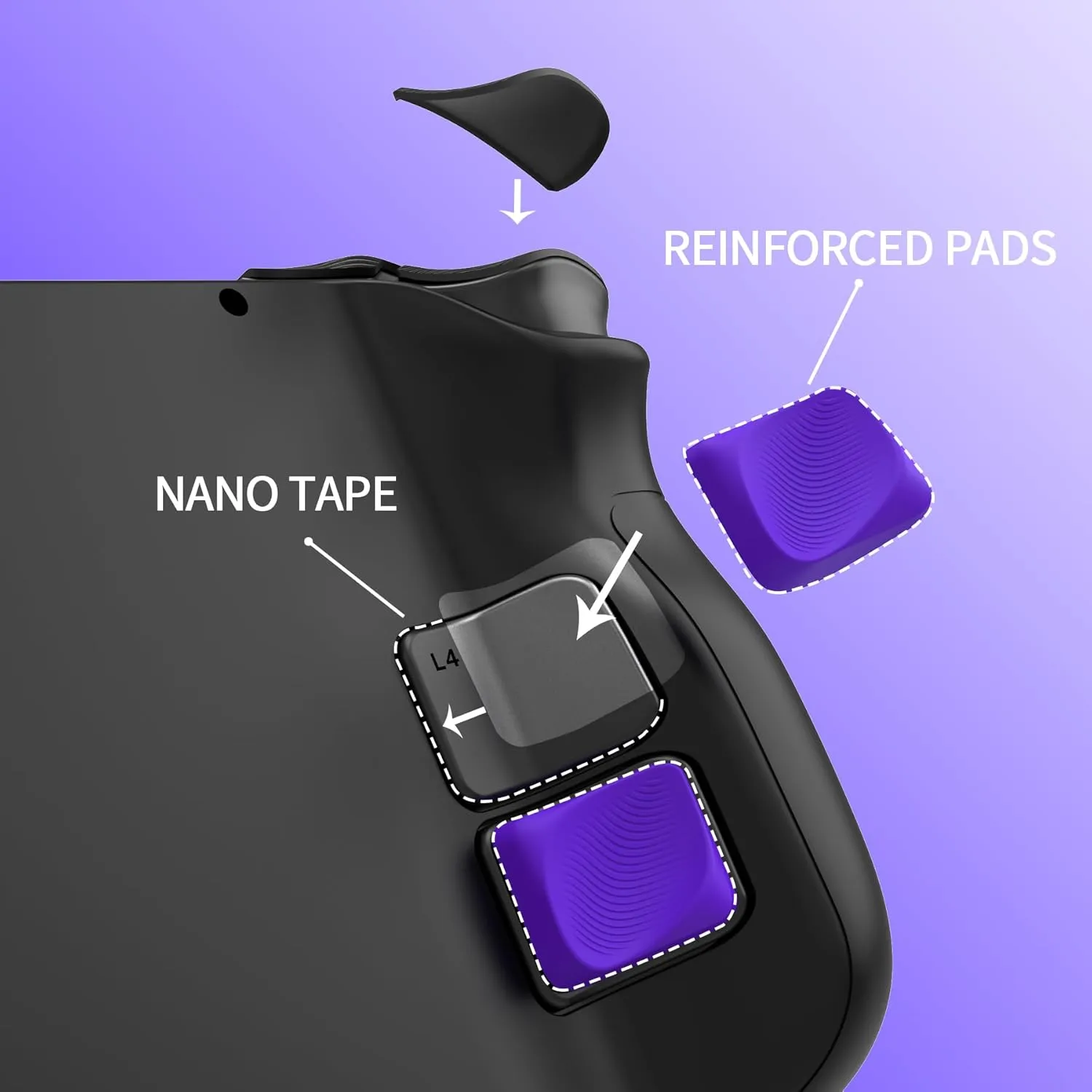 PlayVital Ergonomic Grip Kit for Steam Deck – Silicone Back Button Enhancement Kit & Anti-Slip Trigger Grips – Purple (Compatible with LCD/OLED Models)