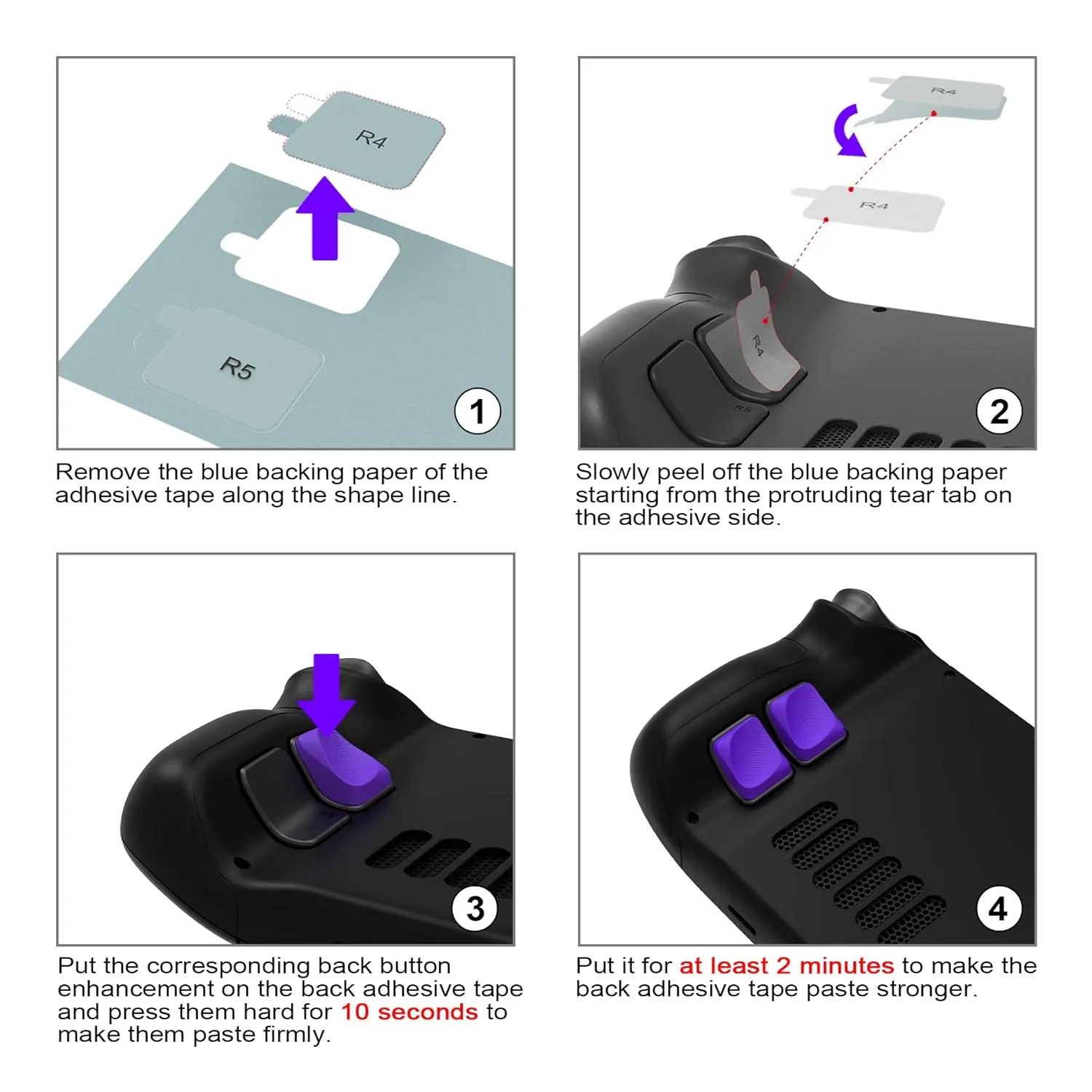 PlayVital Ergonomic Grip Kit for Steam Deck – Silicone Back Button Enhancement Kit & Anti-Slip Trigger Grips – Purple (Compatible with LCD/OLED Models)