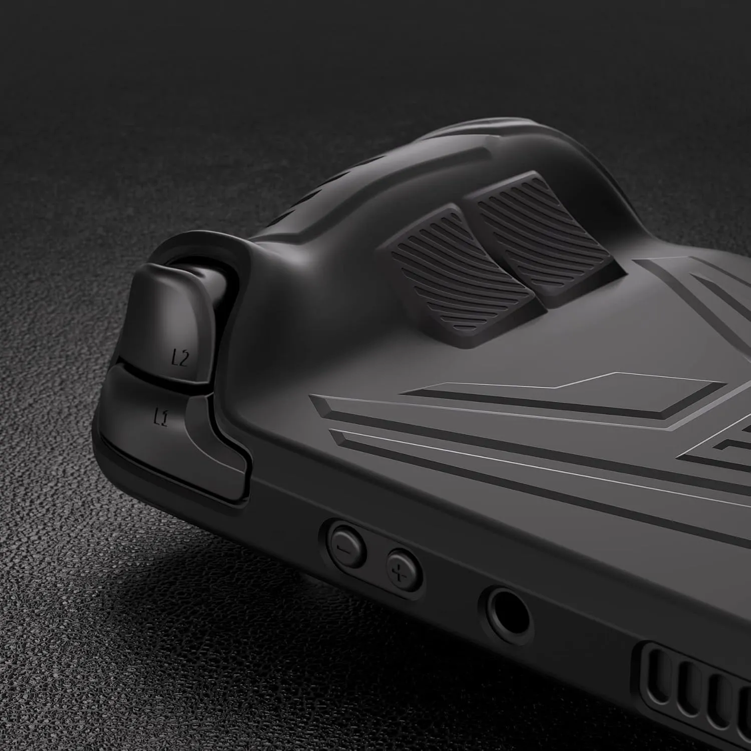 PlayVital Silicone Case for Steam Deck, Enhanced Grip Cover Skin for Steam Deck Accessories with Back Button Design & Thumb Grips Caps - Black