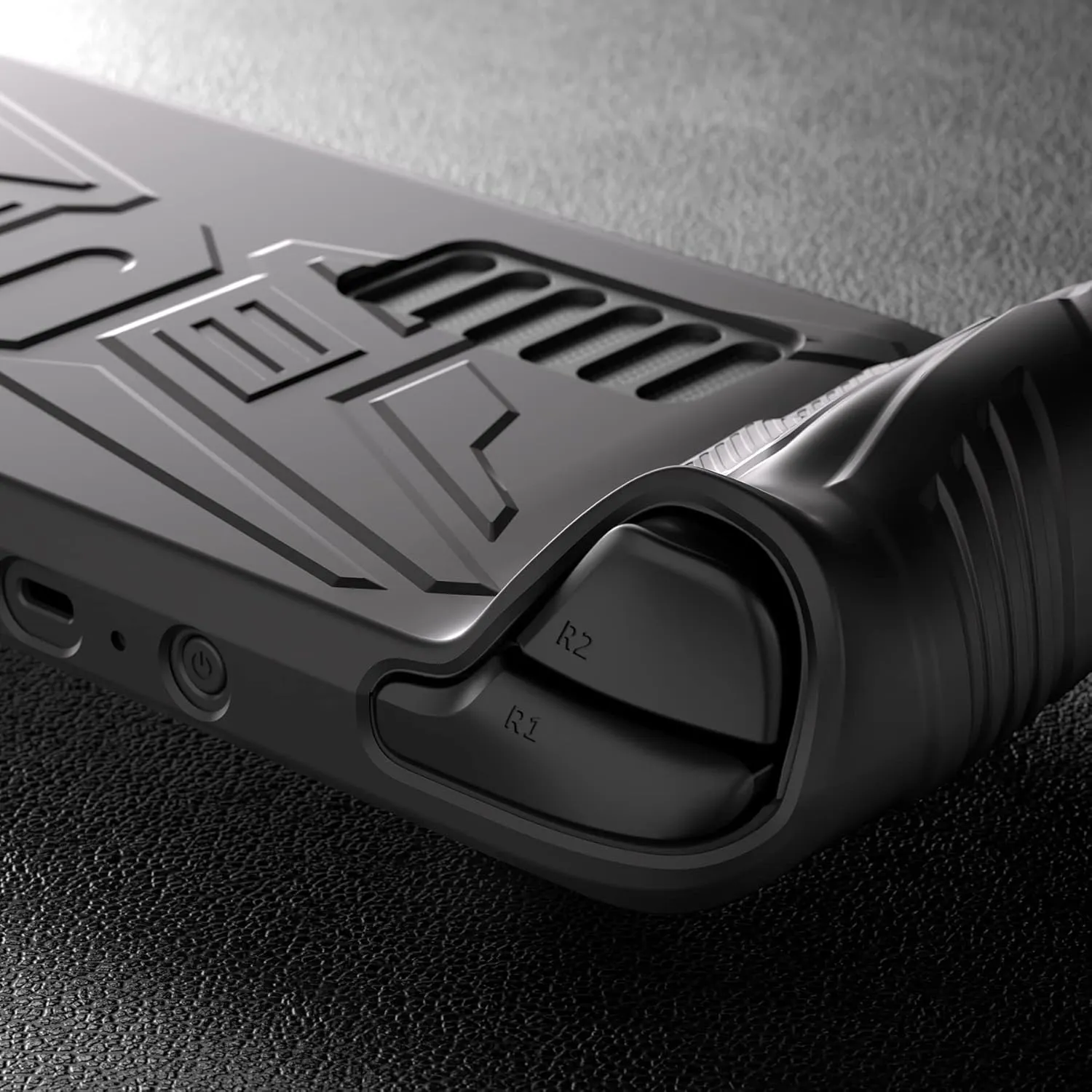PlayVital Silicone Case for Steam Deck, Enhanced Grip Cover Skin for Steam Deck Accessories with Back Button Design & Thumb Grips Caps - Black