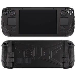 PlayVital Silicone Case for Steam Deck, Enhanced Grip Cover Skin for Steam Deck Accessories with Back Button Design & Thumb Grips Caps - Black