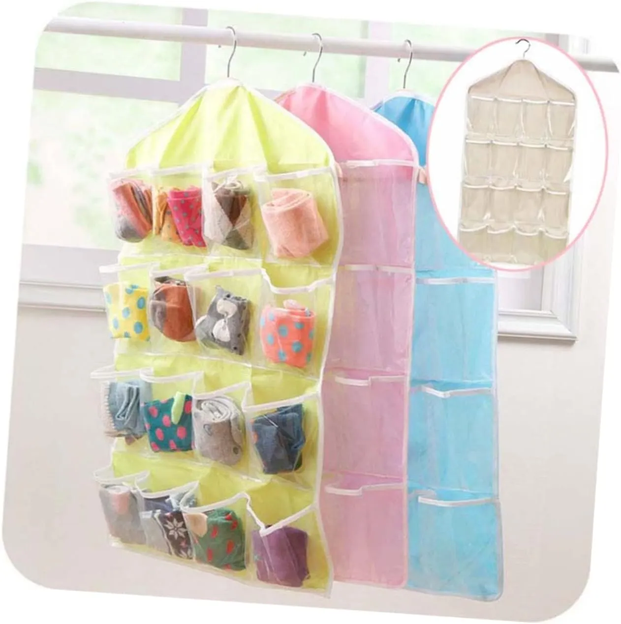 Polyester Storage Bag Hanging Bag Underwear Socks Storage Bag Beige
