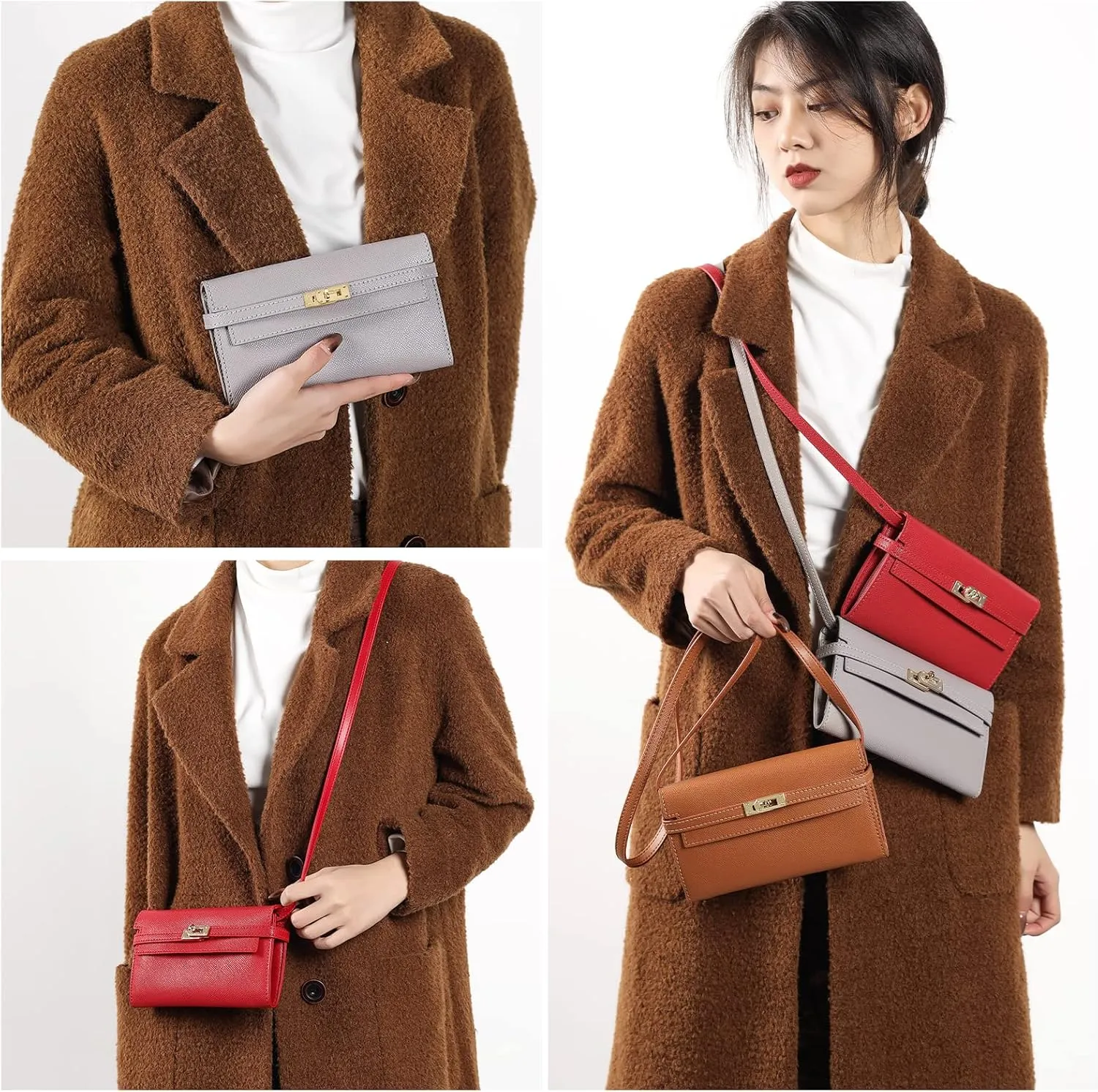 POPSEWING Designer Long Wallet DIY Kit for Women, Leather Wallet Clutch Making Kit, Hand Stitched Leather Sewing Kit for Women's Wallet, Handmade Leather Craft Kit for Girls Gift (with Strap, Brown)