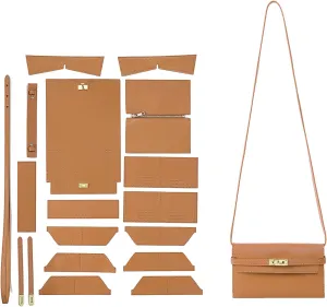 POPSEWING Designer Long Wallet DIY Kit for Women, Leather Wallet Clutch Making Kit, Hand Stitched Leather Sewing Kit for Women's Wallet, Handmade Leather Craft Kit for Girls Gift (with Strap, Brown)