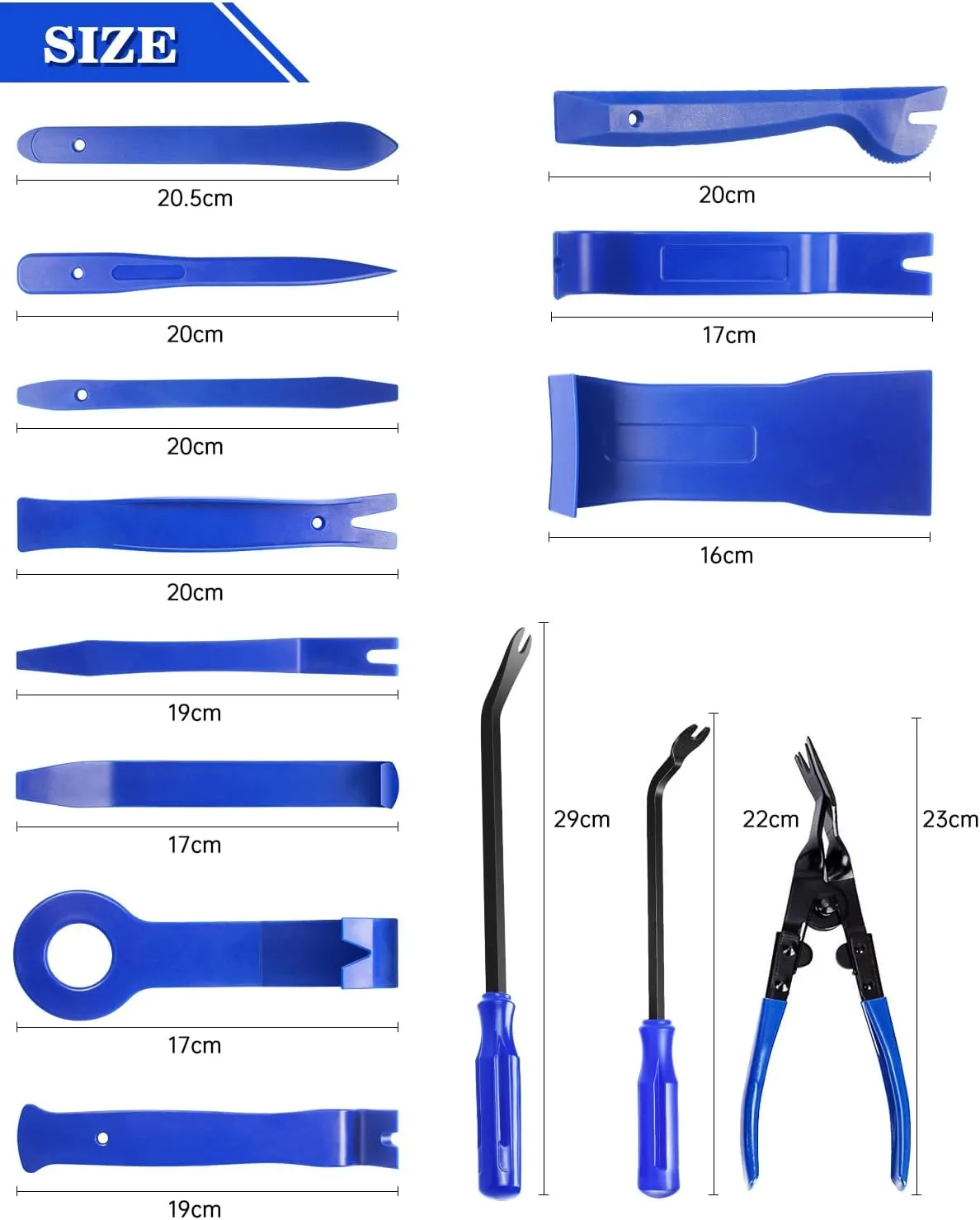 Poraxy 19Pcs Trim Removal Tool, Car Panel Door Audio Dashboard Trim Removal Tool Kit, Auto Clip Pliers Fastener Remover Set, Plastic Pry Tool, Automotive Upholstery Removal Kit