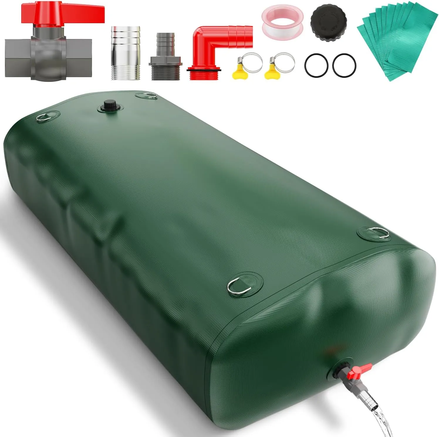 Portable 1000L/264gal Water Storage Bladder,1300D Foldable & Drought Resistant PVC Tank with Faucet & Overflow Kit - Ideal for Camping, Emergency Use, Garden Irrigation, and Fire Prevention