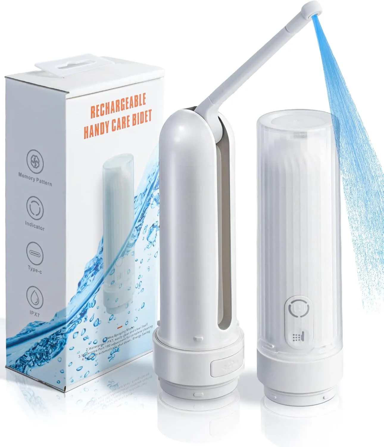 Portable Bidet - Handheld Travel Bidet with 3 High Pressure Options Bidet Sprayer, USB-C Rechargeable Electric Sprayer Toilet for Women and Men Personal Hygiene Cleaning/ Postpartum Care