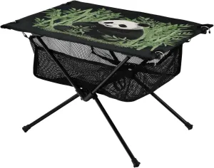 Portable Camping Table Foldable with Mesh Storage Lightweight Compact Camp Tent Side Table for Outside,Camping,Hiking,Tailgating,Panda