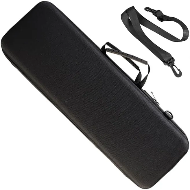 Portable Fishing Rod Case - Shockproof EVA Hard Shell Bag With Shoulder Strap for Tackle Storage, Black