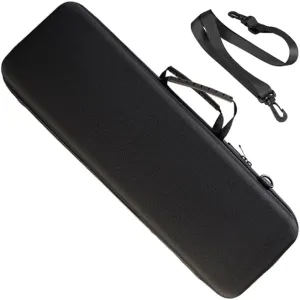 Portable Fishing Rod Case - Shockproof EVA Hard Shell Bag With Shoulder Strap for Tackle Storage, Black