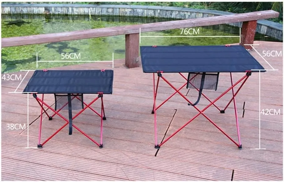 Portable Folding Table，Camping Table Portable Outdoor Folding Camping Table 6061 Alumialloy Ultralight Collapsible Picnic Desk Foldable and Lightweight Camping Table/L Red/56X43X38Cm