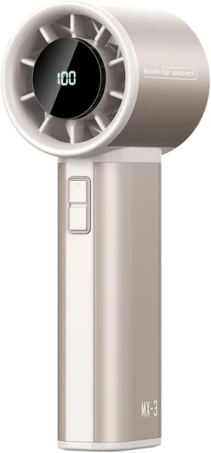 Portable Handheld Turbo Fan, 100 Speeds Adjustable Mini Personal Fan, 4500mAh USB-C Rechargeable Battery Operated, Digital Display, Ultra-Quiet & Durable for Travel, Office, Gym, Outdoor Gold