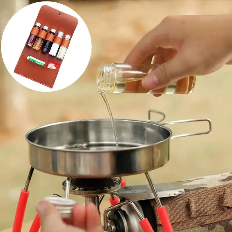 Portable Outdoor Camping Spice Bottles Kit - Travel Spice Bag Organizer
