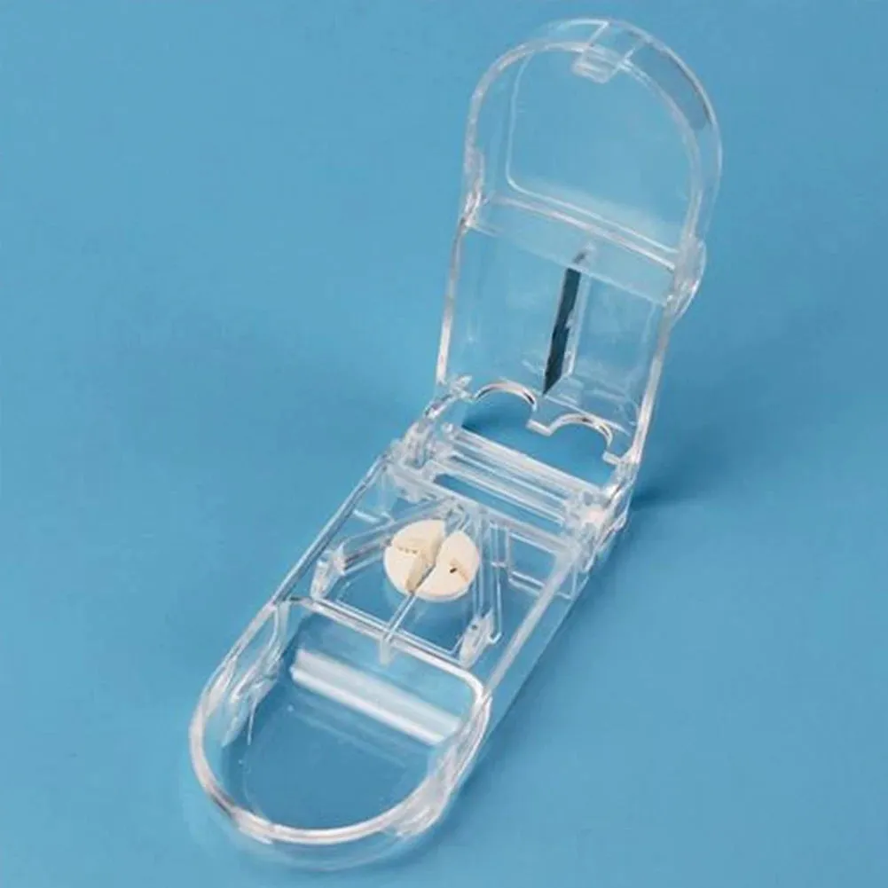 Portable Pill Cutter Box - Pill Splitter Medicine Holder - Compact Pill Storage