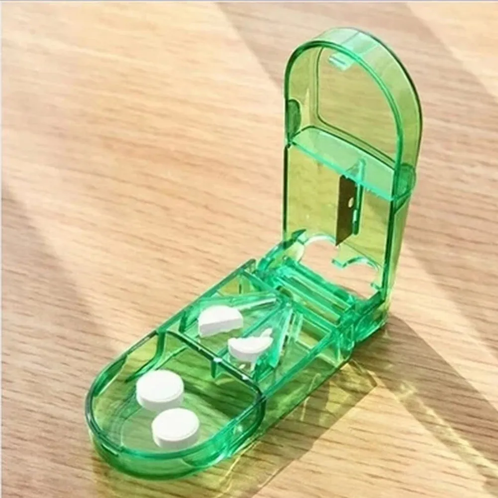 Portable Pill Cutter Box - Pill Splitter Medicine Holder - Compact Pill Storage