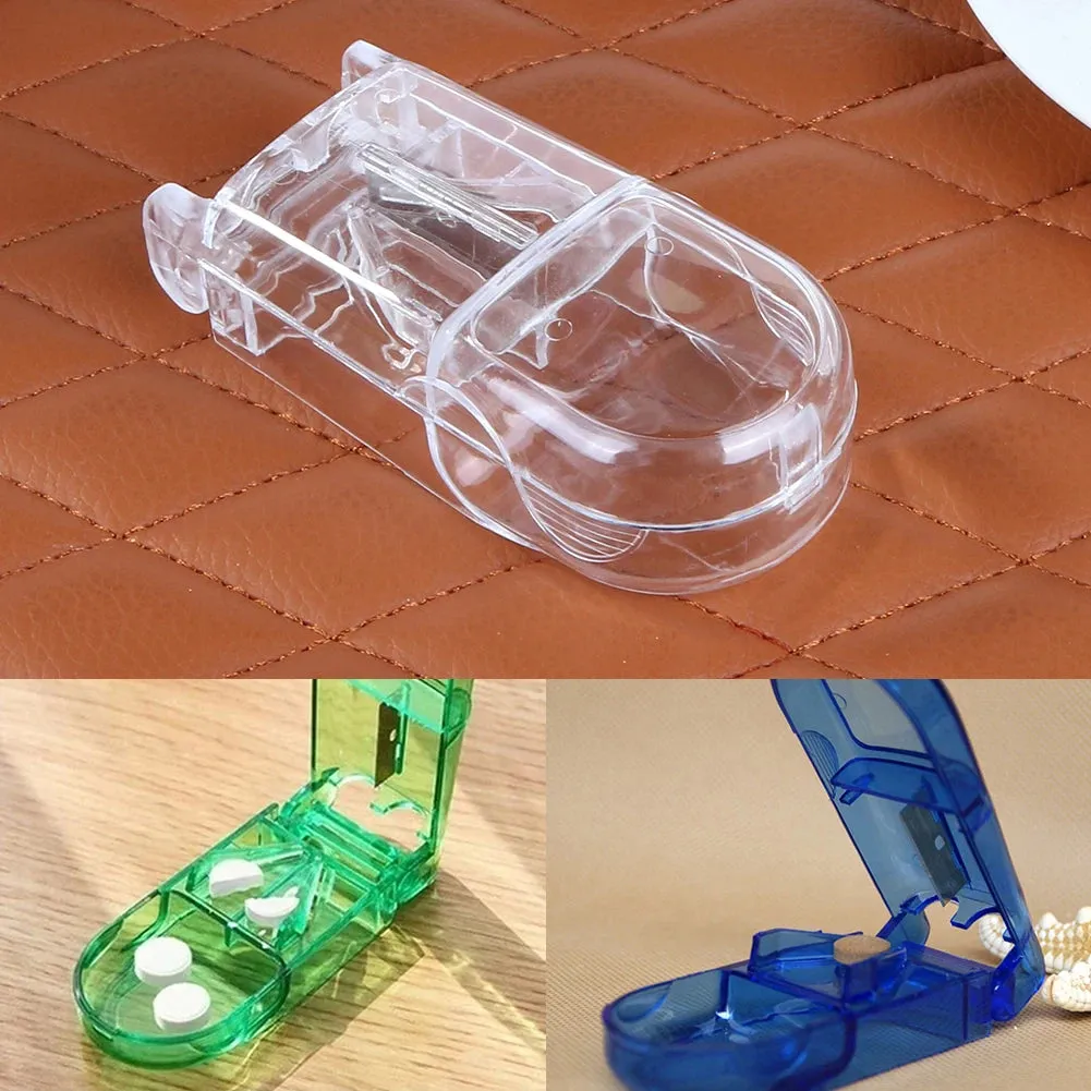 Portable Pill Cutter Box - Pill Splitter Medicine Holder - Compact Pill Storage