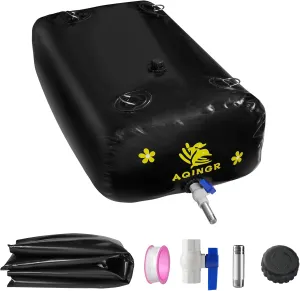 Portable Water Storage Bladder Portable PVC Water Reservoir with valves and Overflow Kit Containers Foldable Water Tank for Outdoor Use Fire Protection Agricultural Irrigation Black 63.4 Gallons(240L)
