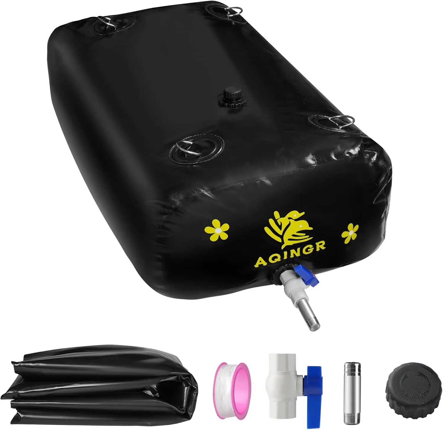 Portable Water Storage Bladder Portable PVC Water Reservoir with valves and Overflow Kit Containers Foldable Water Tank for Outdoor Use Fire Protection Agricultural Irrigation Black 63.4 Gallons(240L)
