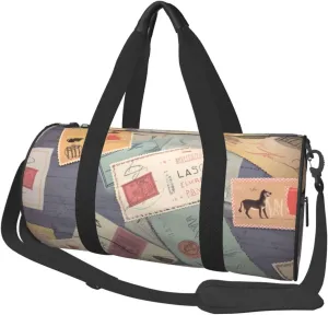 Postal Stationery Printed Sports Gym Bag for Men Women Foldable Duffel Bag Carry On Weekender Bag for Travel Sports