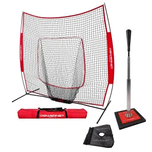 PowerNet Corbin Carroll Pro Batting Tee and Practice Net Bundle, 7x7 Easy Setup, Portable and Adjustable