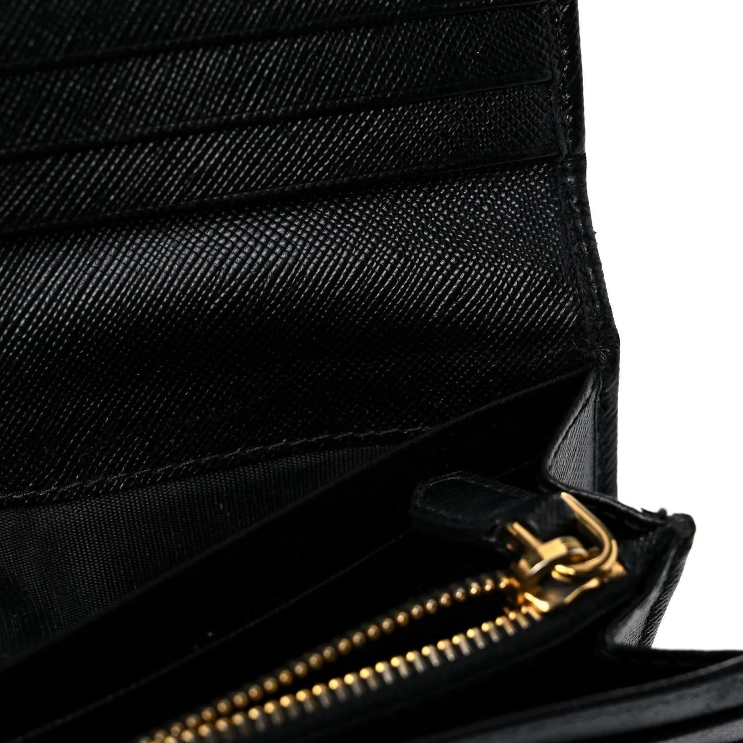 Prada Black Saffiano Leather Snap ID Holder Long Wallet 1MH132