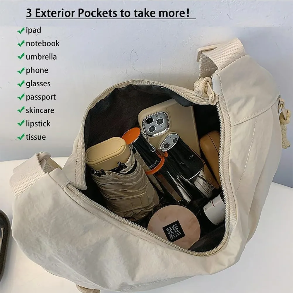Preferable Crossbody Bag, Women's Fashion Plain Color Nylon Crossbody Bag, Nylon Crescent Bag, Women's Casual Sling Purse