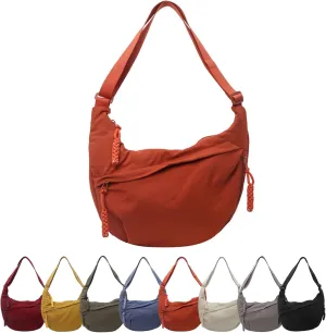 Preferable Crossbody Bag, Women's Fashion Plain Color Nylon Crossbody Bag, Nylon Crescent Bag, Women's Casual Sling Purse